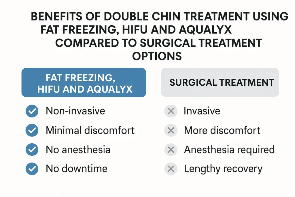 Graphic about the benefits of double chin treatment Tolworth - from LA LIPO