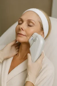 Woman receiving HIFU non surgical facelift treatment Tolworth